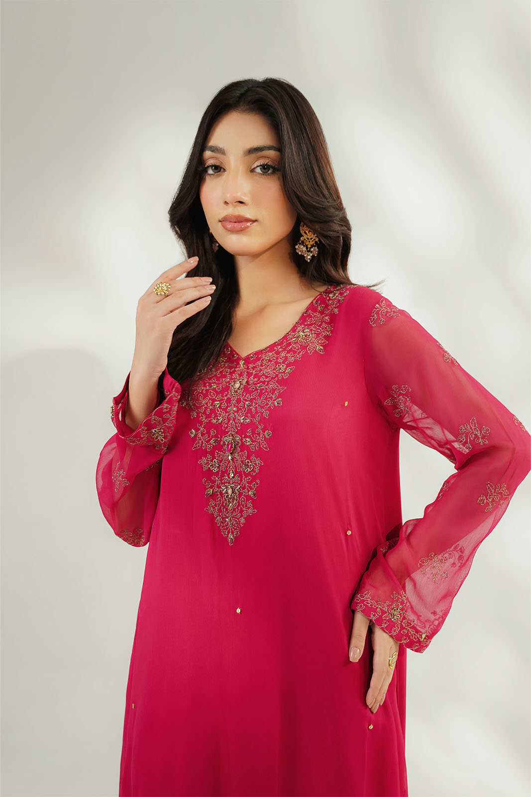 1 Piece Chiffon Embroidered Suit (FL0250)