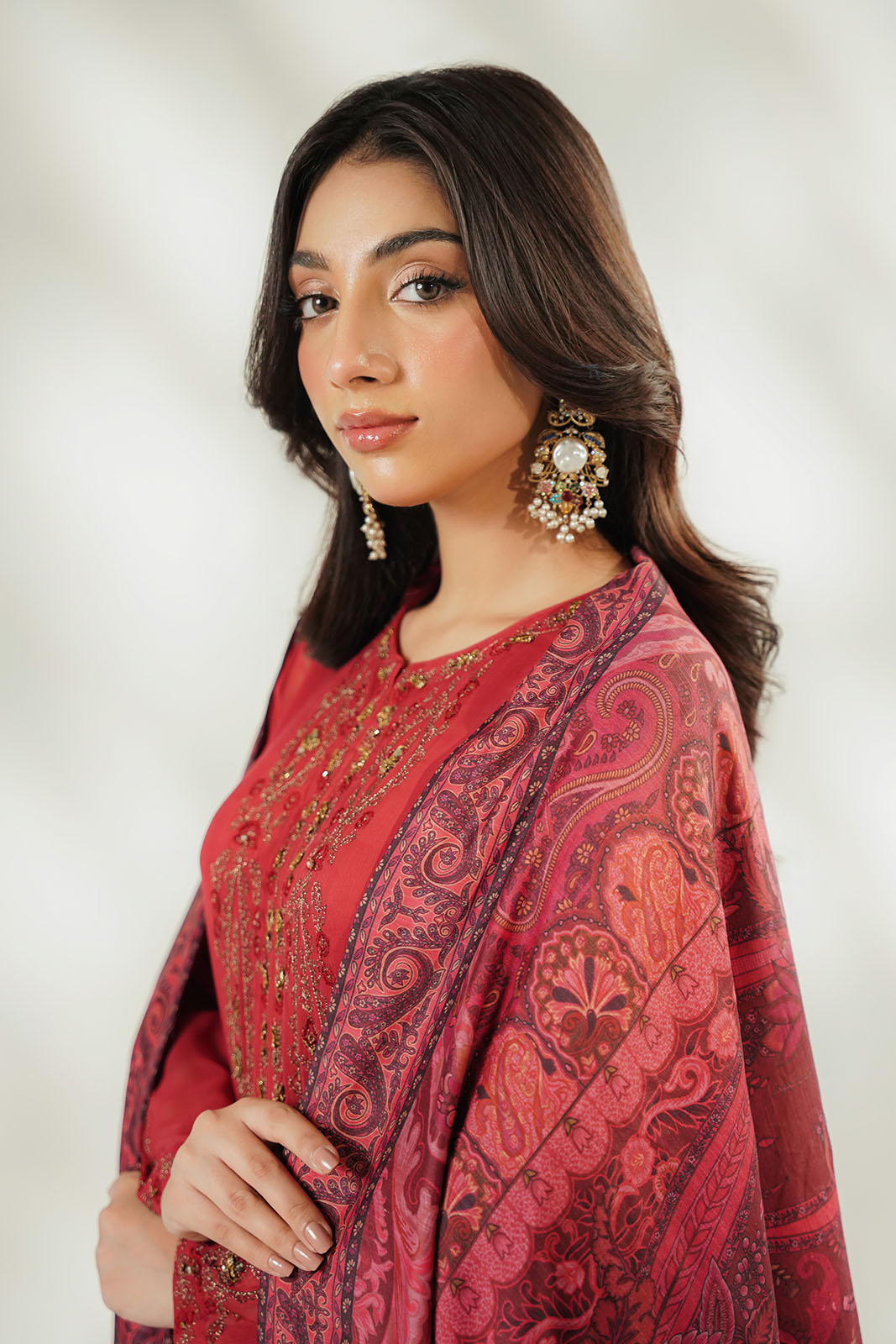 3 Piece Chiffon Embroidered Suit (FL0251)