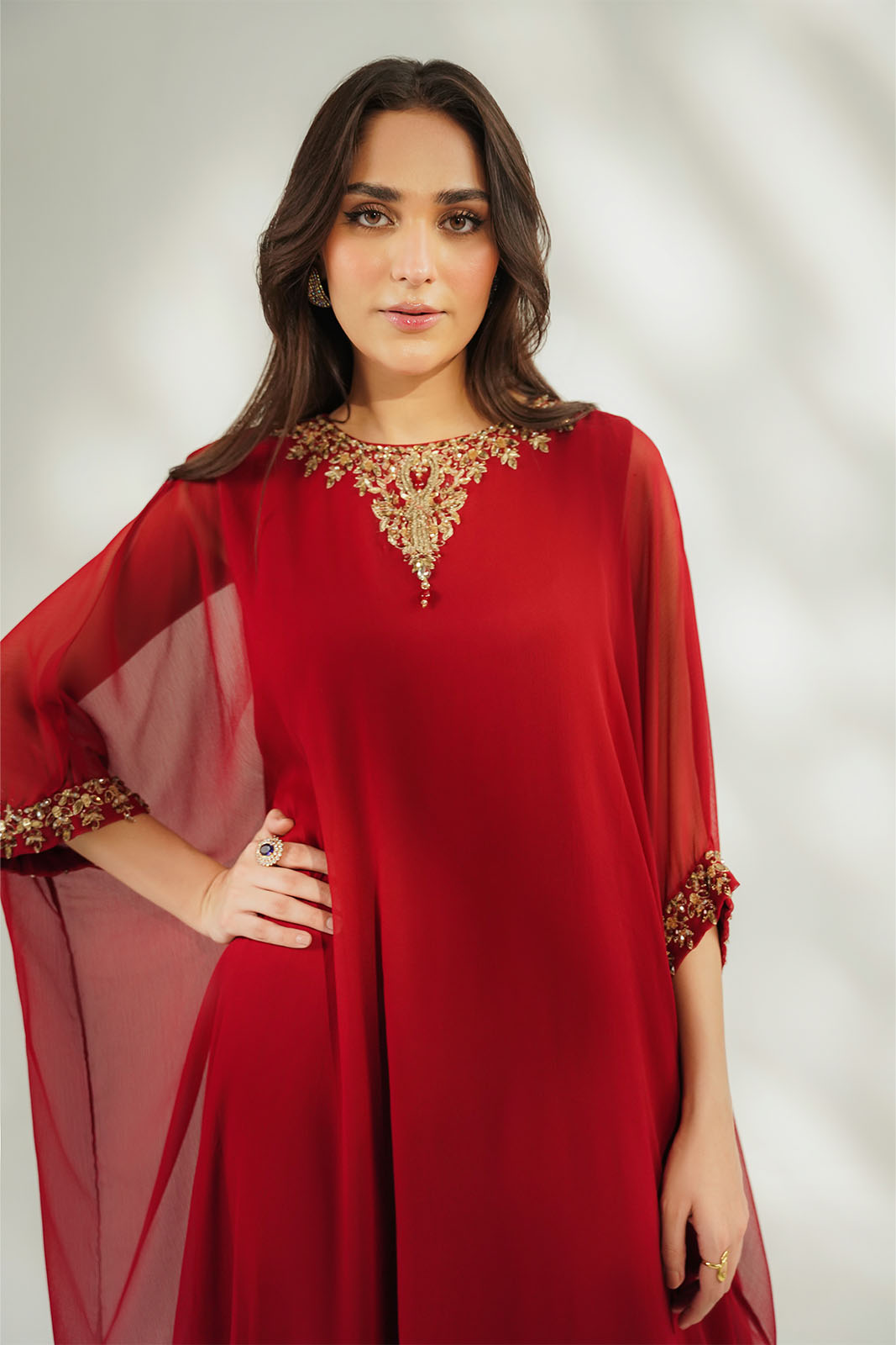 1 Piece Chiffon Embroidered Suit (FL0258)