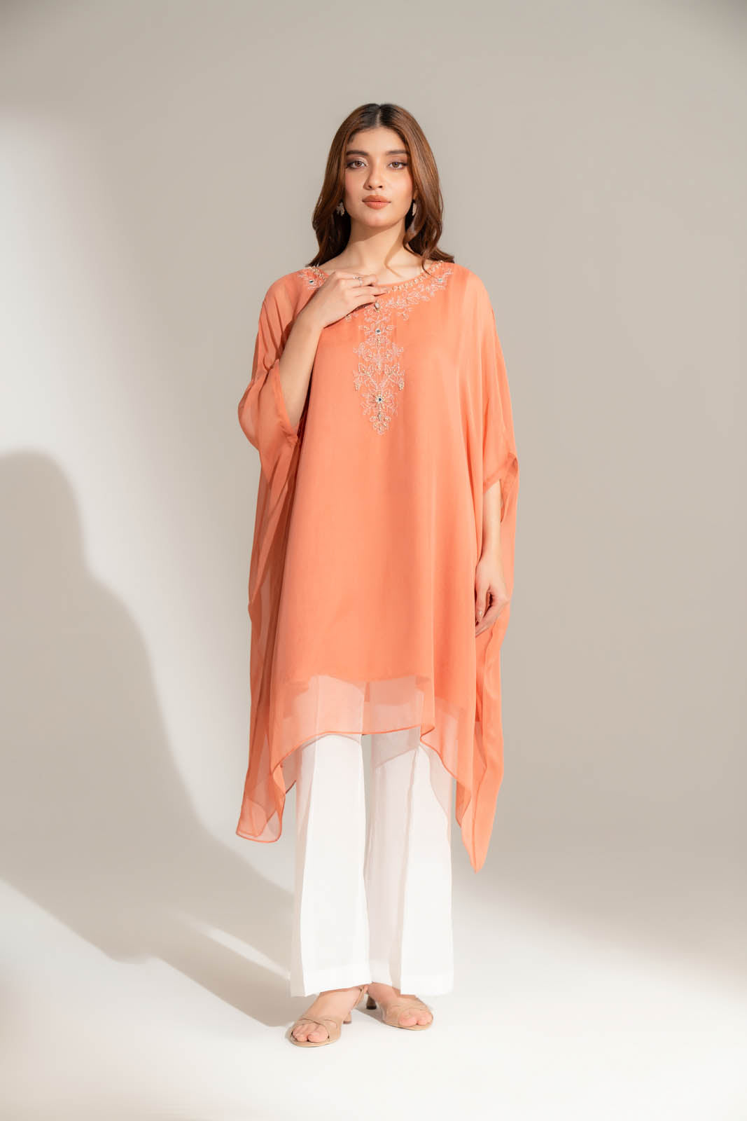 1 Piece Chiffon Embroidered Kaftan (FS0138)