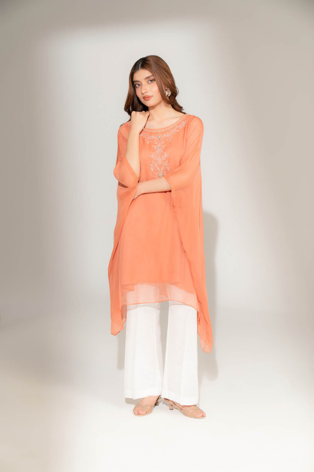 1 Piece Chiffon Embroidered Kaftan (FS0138)