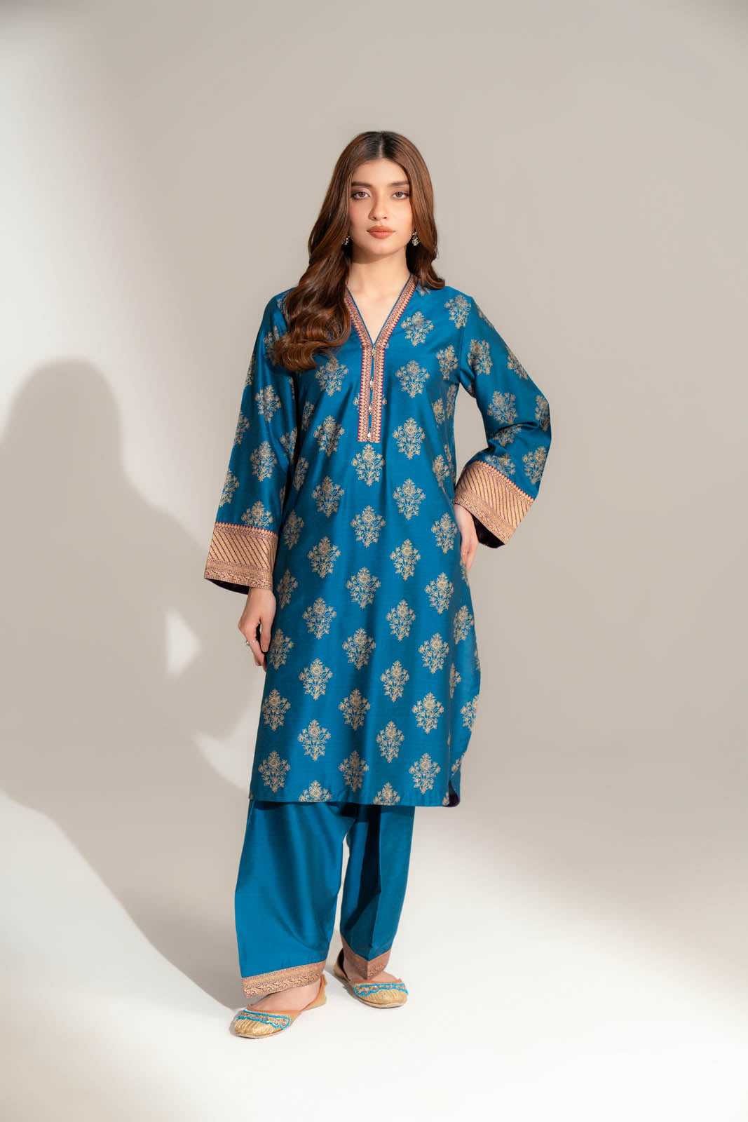 2 Piece Printed Cotton Silk Printed Suit (FS0146)