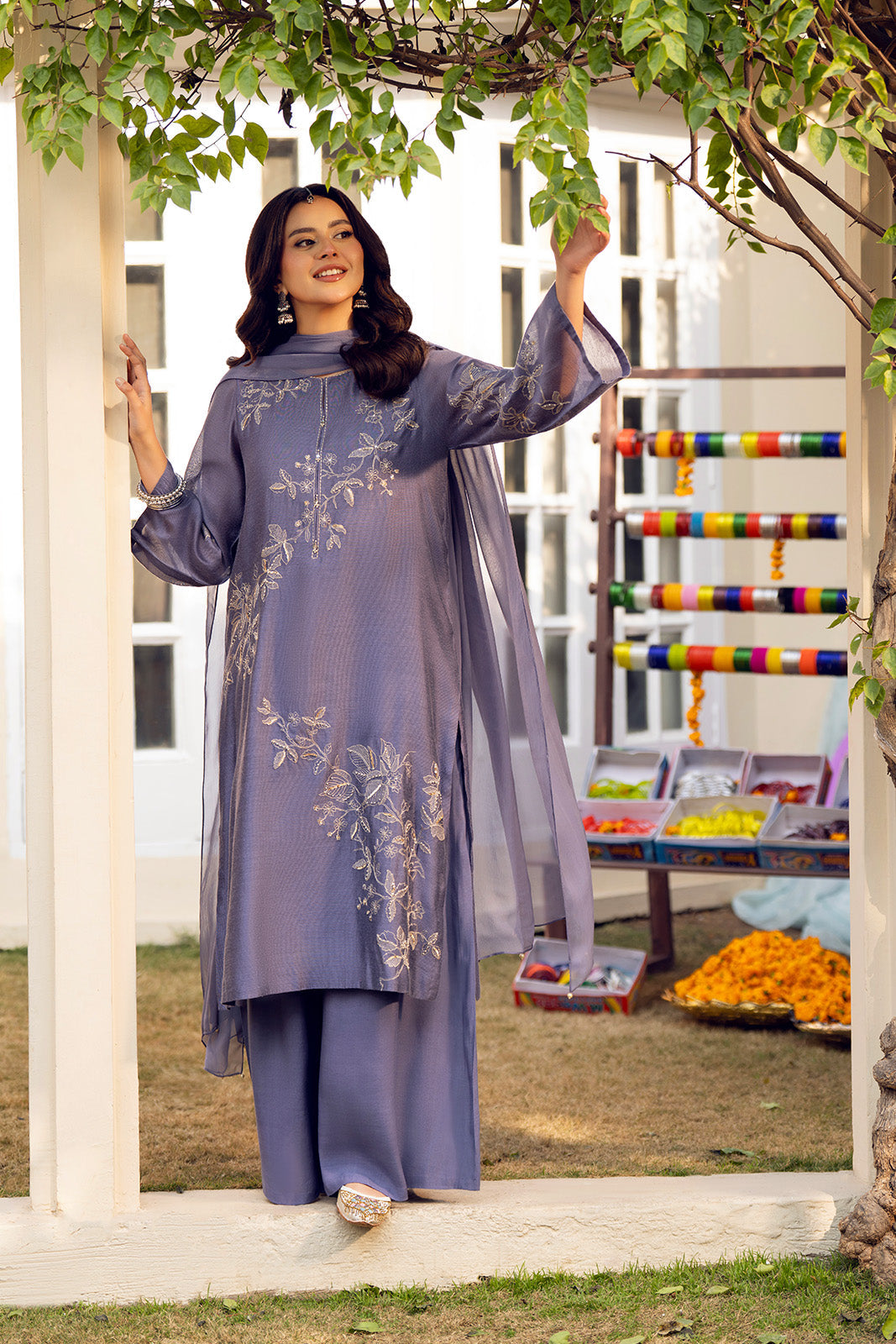 3 Piece Viscose Khaddi Net Embroidered Suit (FS0151)