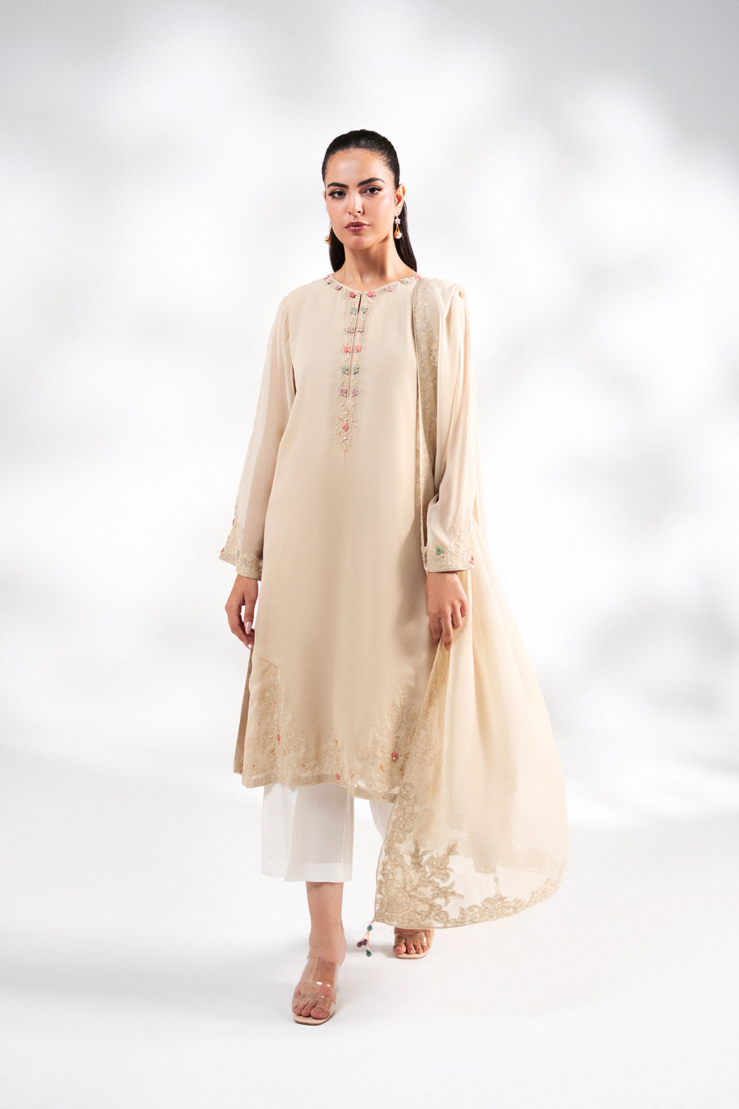 2 Piece Chiffon Embroidered Suit (FS0212)