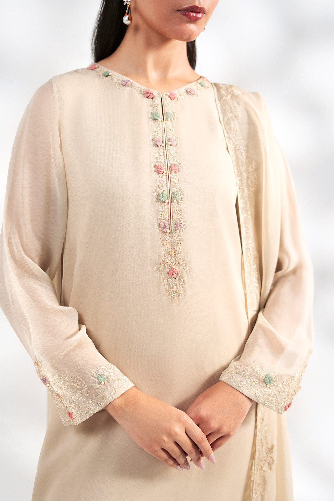2 Piece Chiffon Embroidered Suit (FS0212)