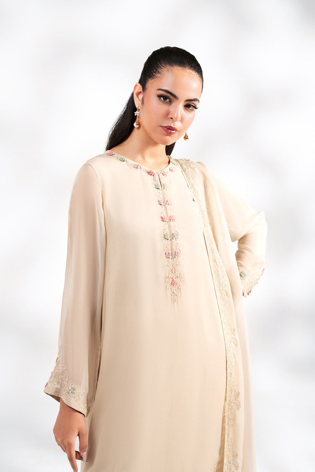 2 Piece Chiffon Embroidered Suit (FS0212)