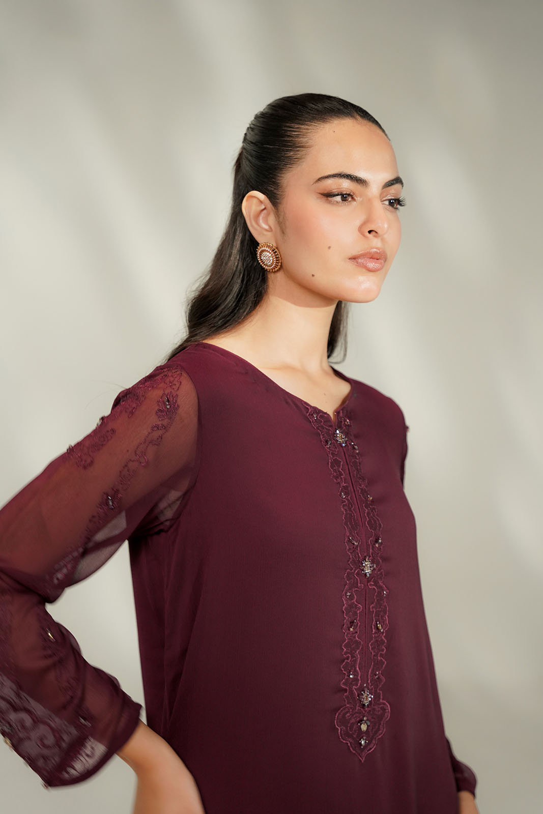 1 Piece Chiffon Embroidered Suit (FS0213)