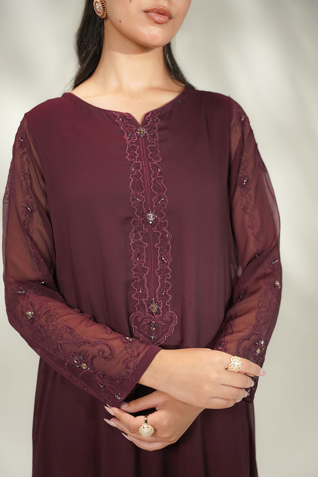 1 Piece Chiffon Embroidered Suit (FS0213)