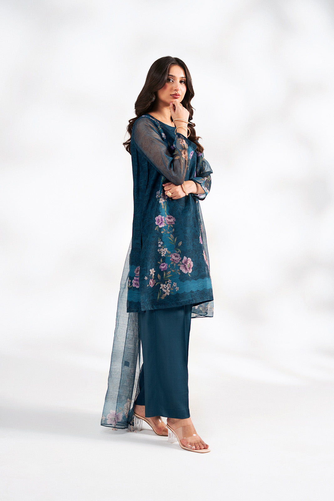 3 Piece Net Printed Suit (FS0216)