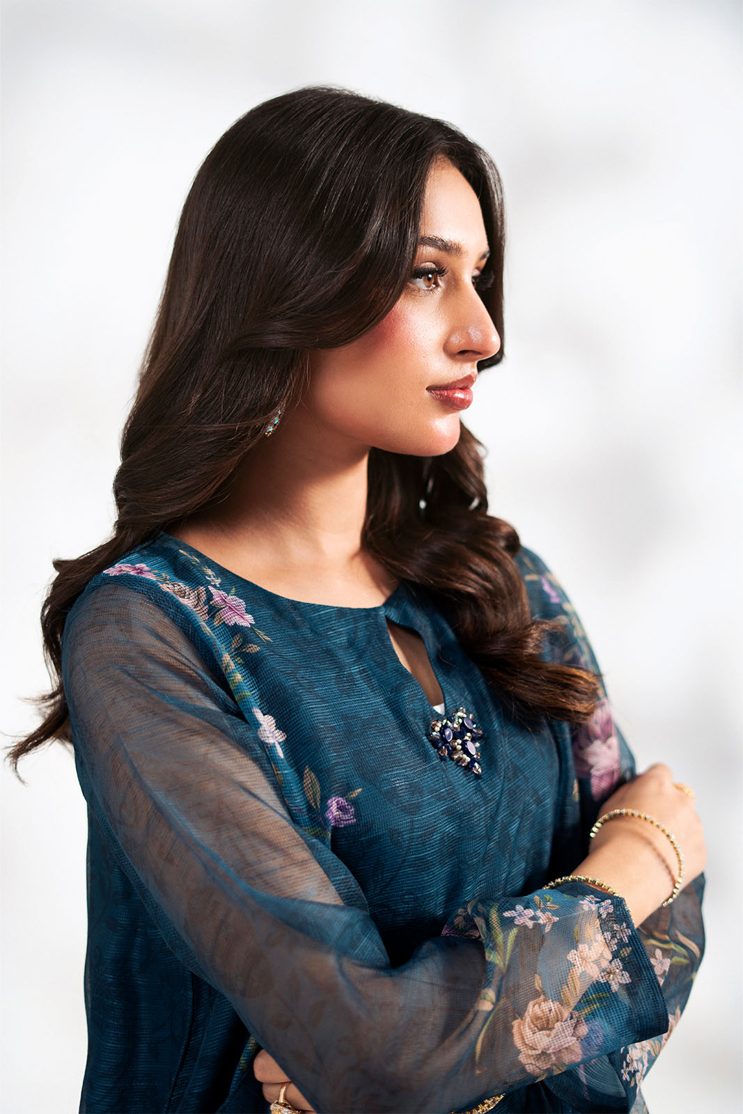 3 Piece Net Printed Suit (FS0216)