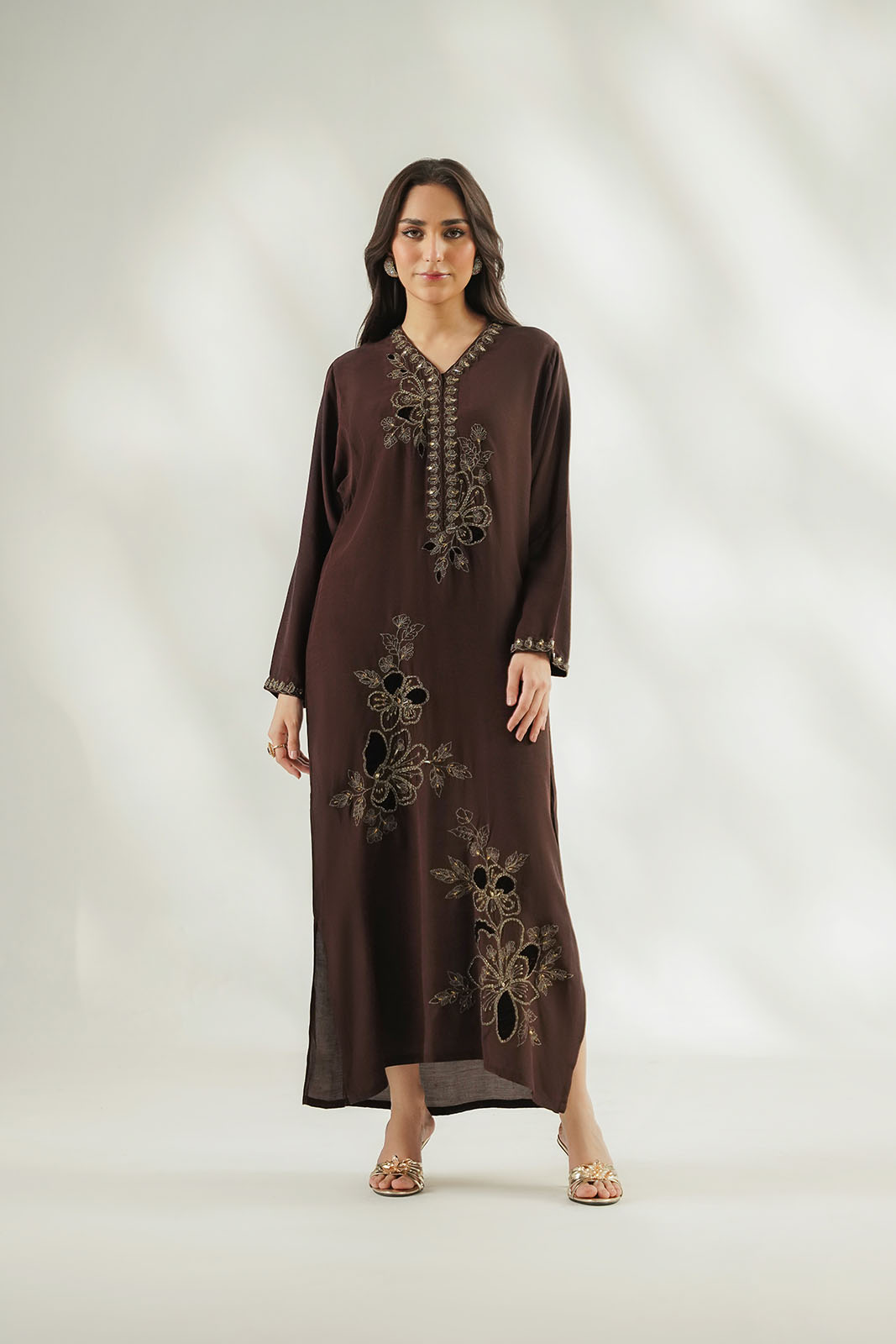 1 Piece Raw Silk Embroidered Suit (FS0223)