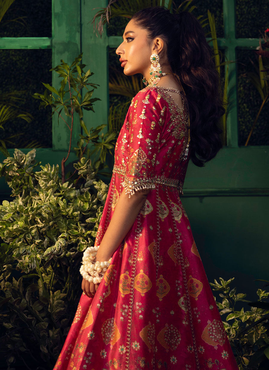 Rana Scarlett Kalidar With Pure Organza Baali Embroidered Dupatta - FTA-FSP22-07