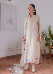 Luna Eid 24 - Liara Sand Embroidered Raw Silk Shirt And Dupatta