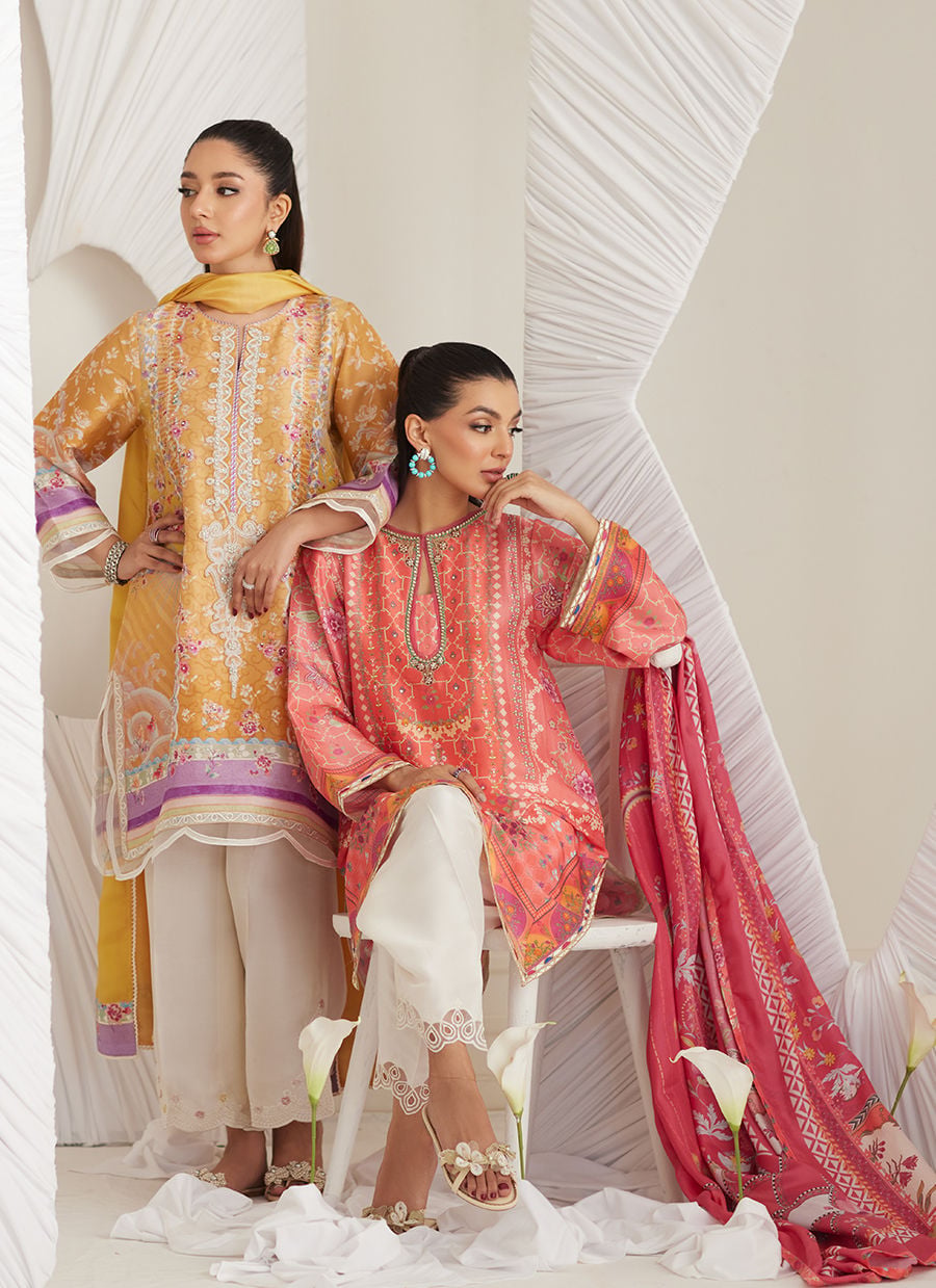 Lillia Tangerine (Shirt, Pants And Dupatta)