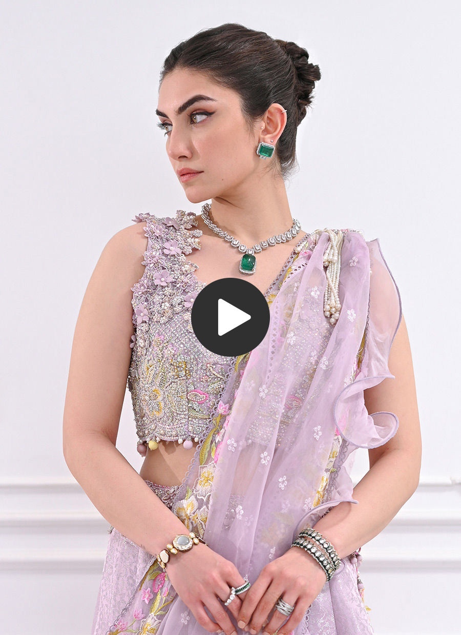 Labella Lavender Lengha Choli With Draped Dupatta