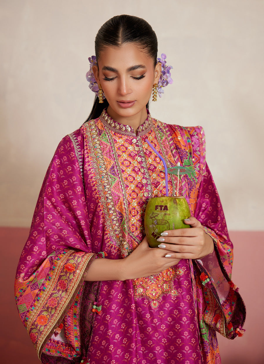 Adena Fuschia Shirt And Dupatta
