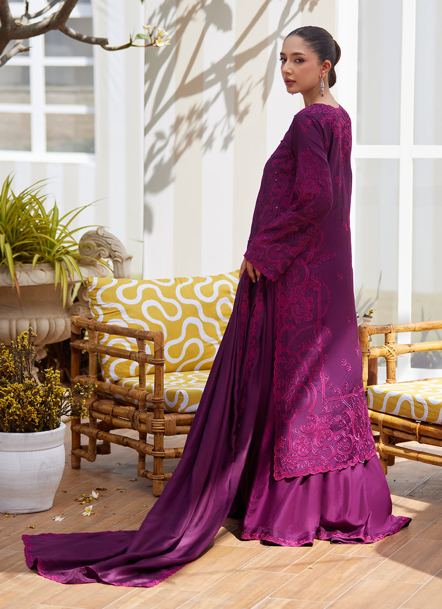 Sina Plum Shirt And Dupatta