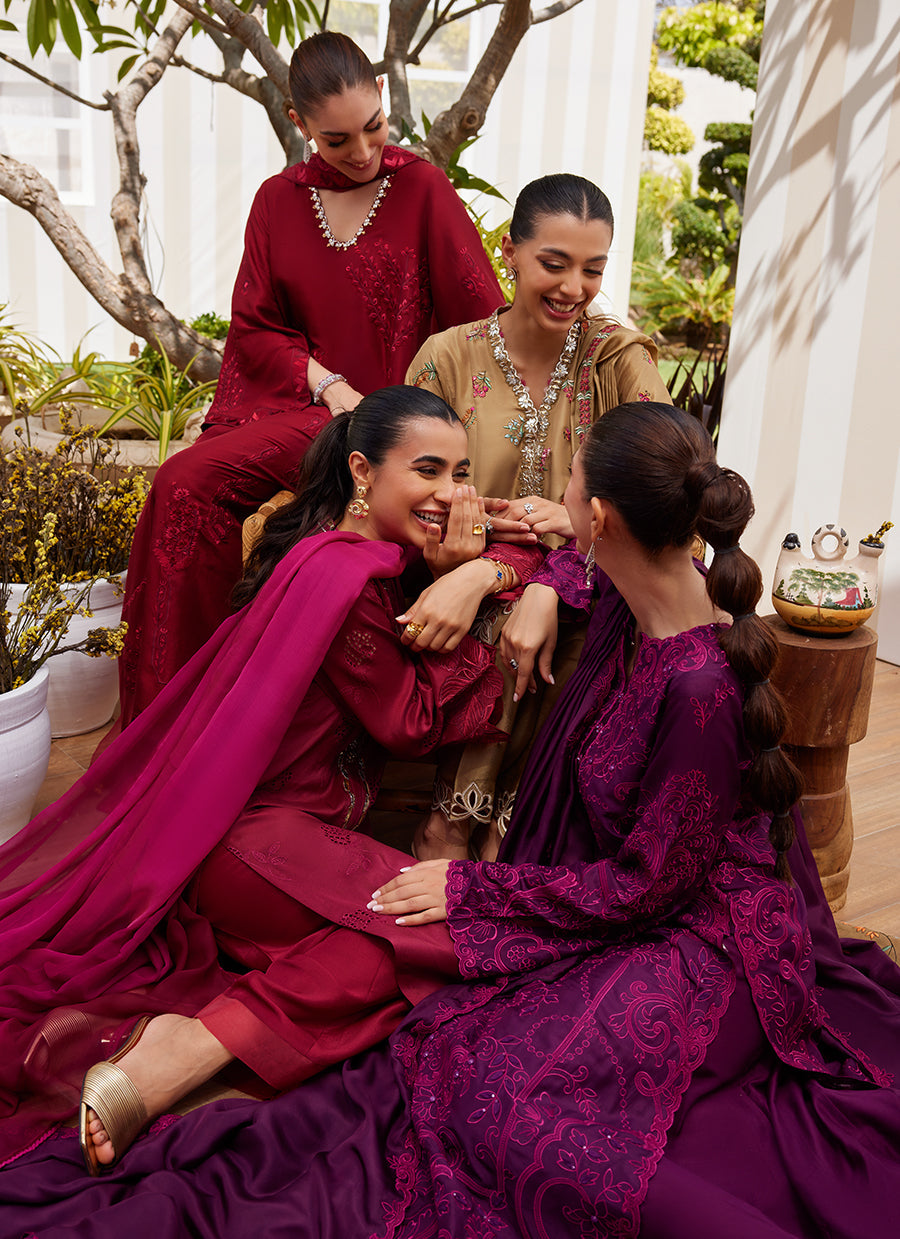 Sina Plum Shirt And Dupatta