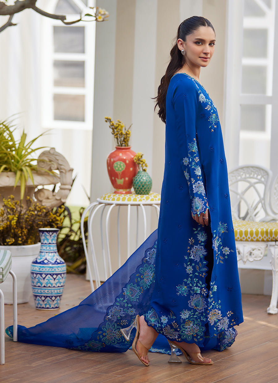 Tavia Cobalt Shirt and Dupatta - FTA-TLP-17