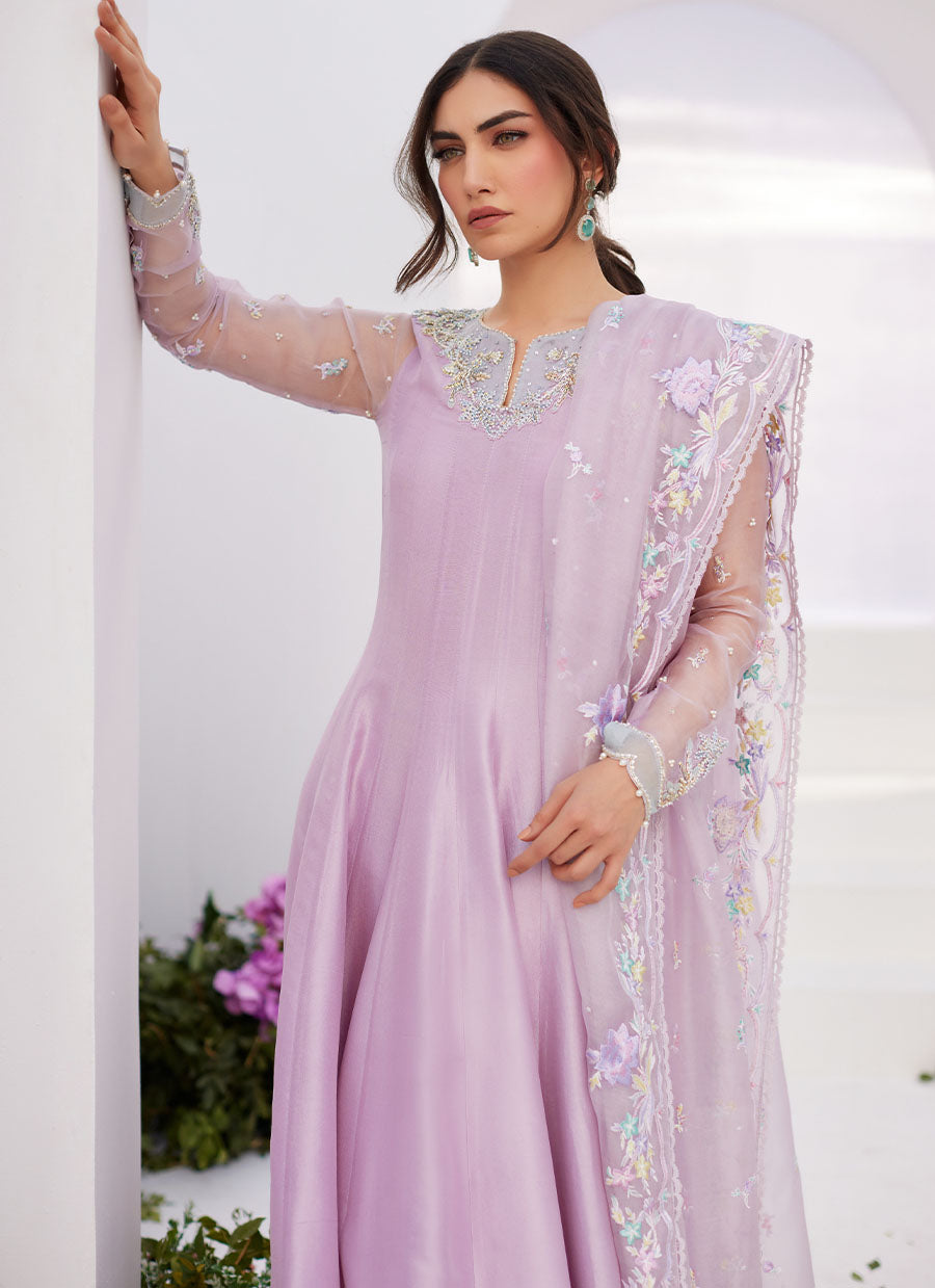 Manon Lilac Embellished Raw Silk Kalidaar - FTA-ZLP24-07