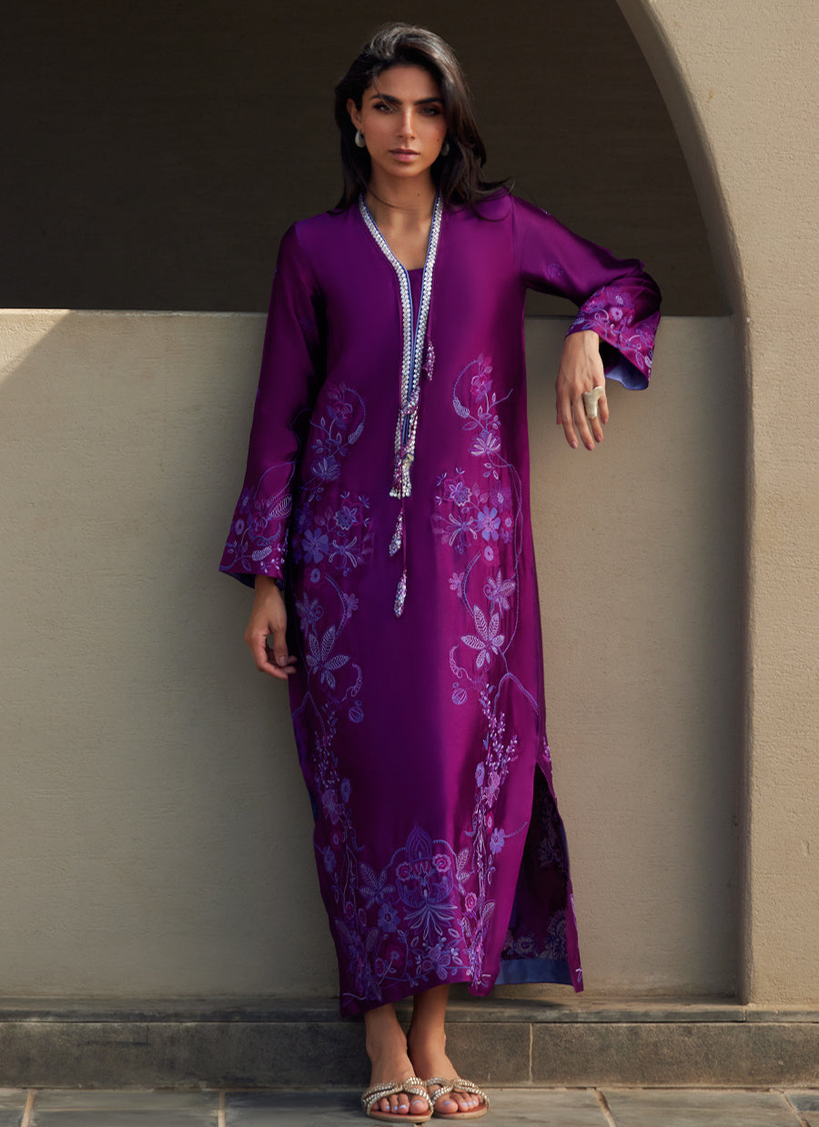Gilly Grape Silk Kaftan