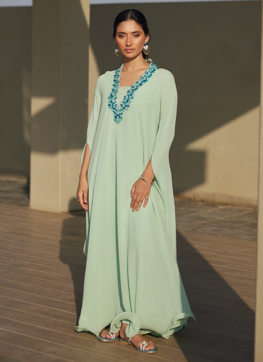 Nika Iceblue Chiffon Kaftan