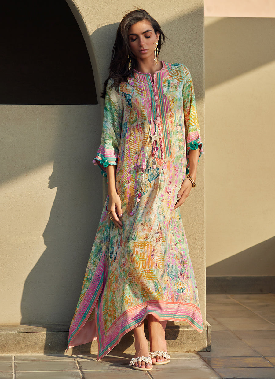 Riviera Rose Crepe Kaftan - FTALTKE25-17