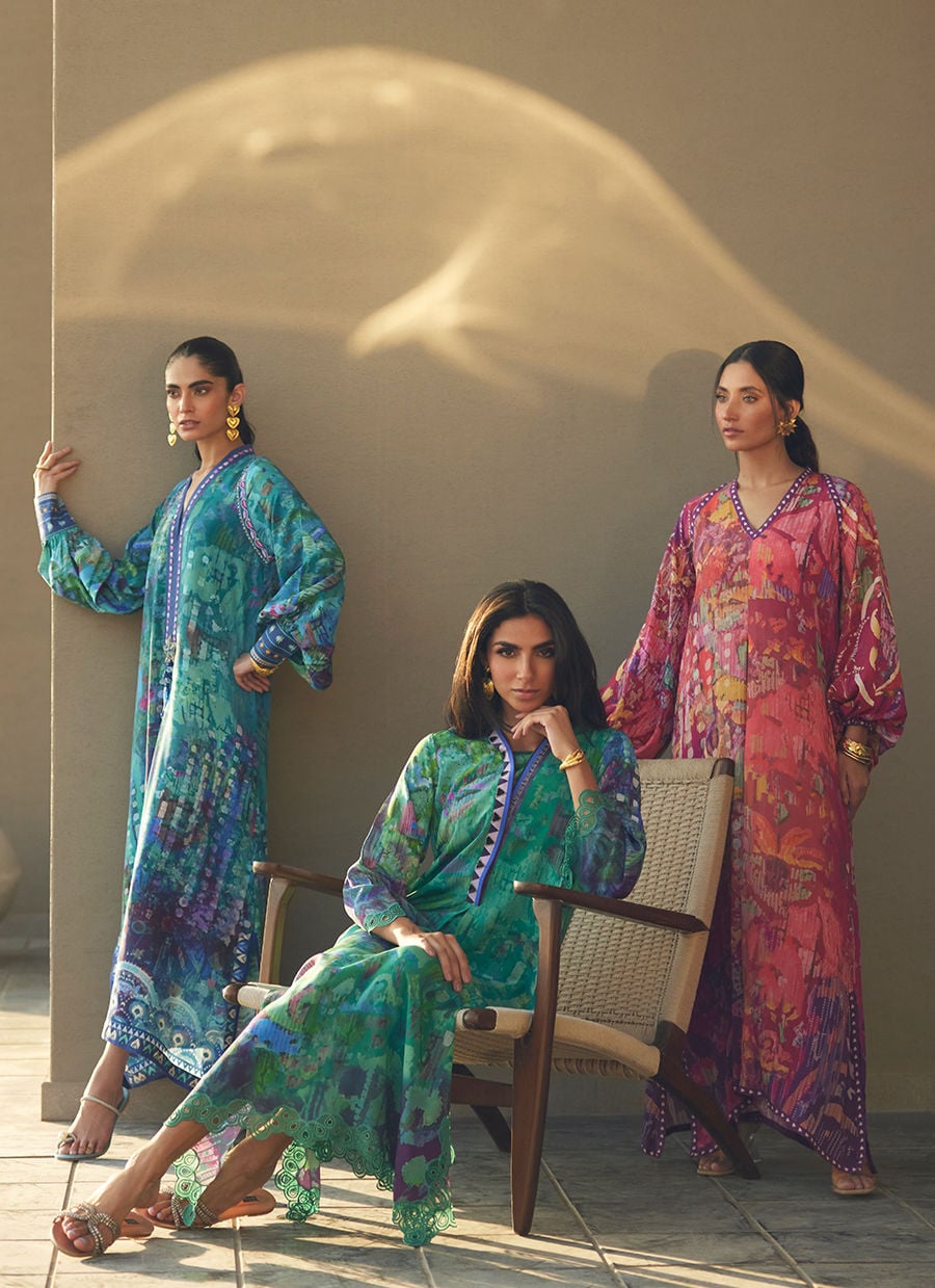 Tulum Blue Crepe Kaftan