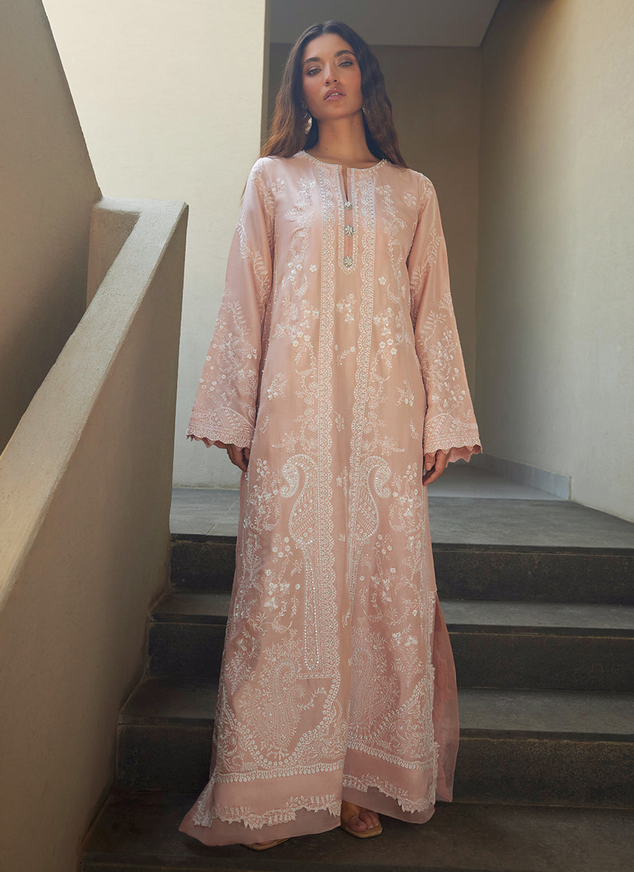 Nami Pale Pink Silk Kaftan