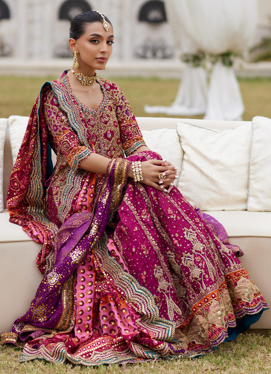 Seraya Magenta Short Shirt And Lehnga