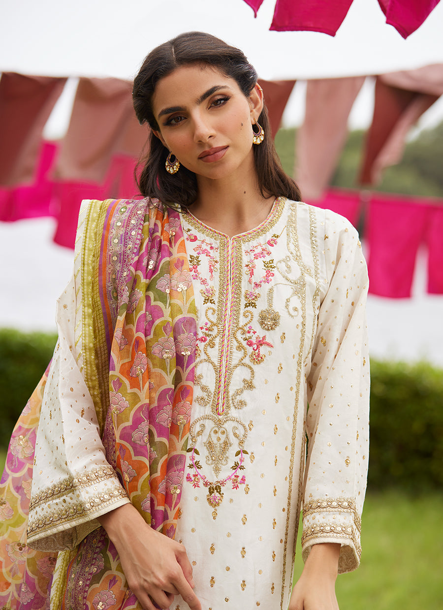 Ember Ivory Kurta And Dupatta