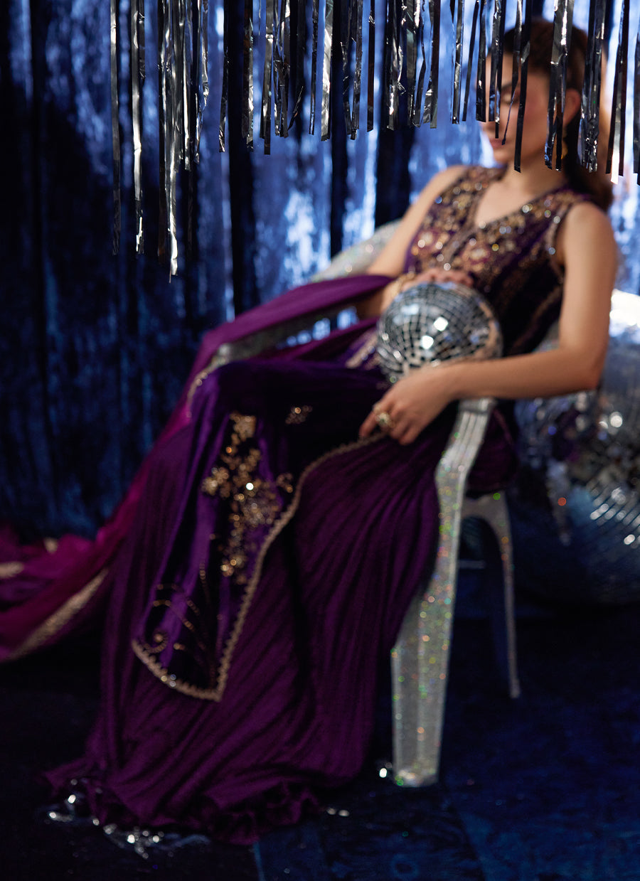 Amima Aubergine Shirt And Dupatta