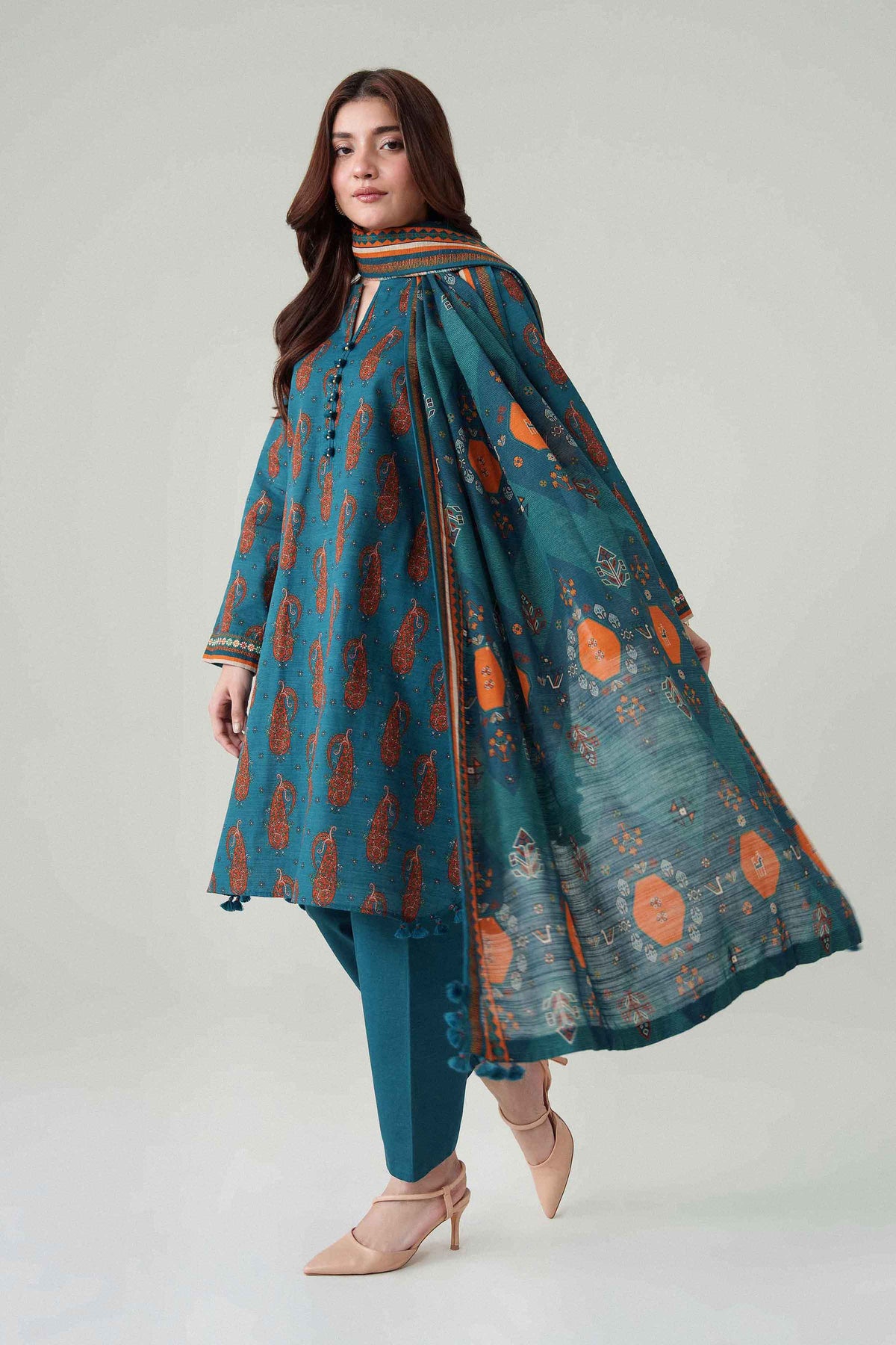 3 Piece - Dyed Printed Loose Fabric - 42604060