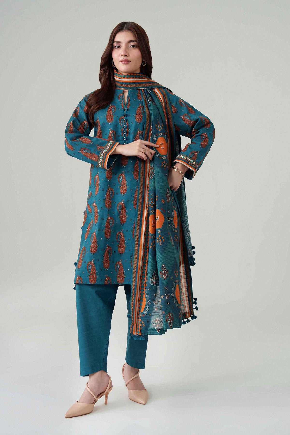 3 Piece - Dyed Printed Loose Fabric - 42604060