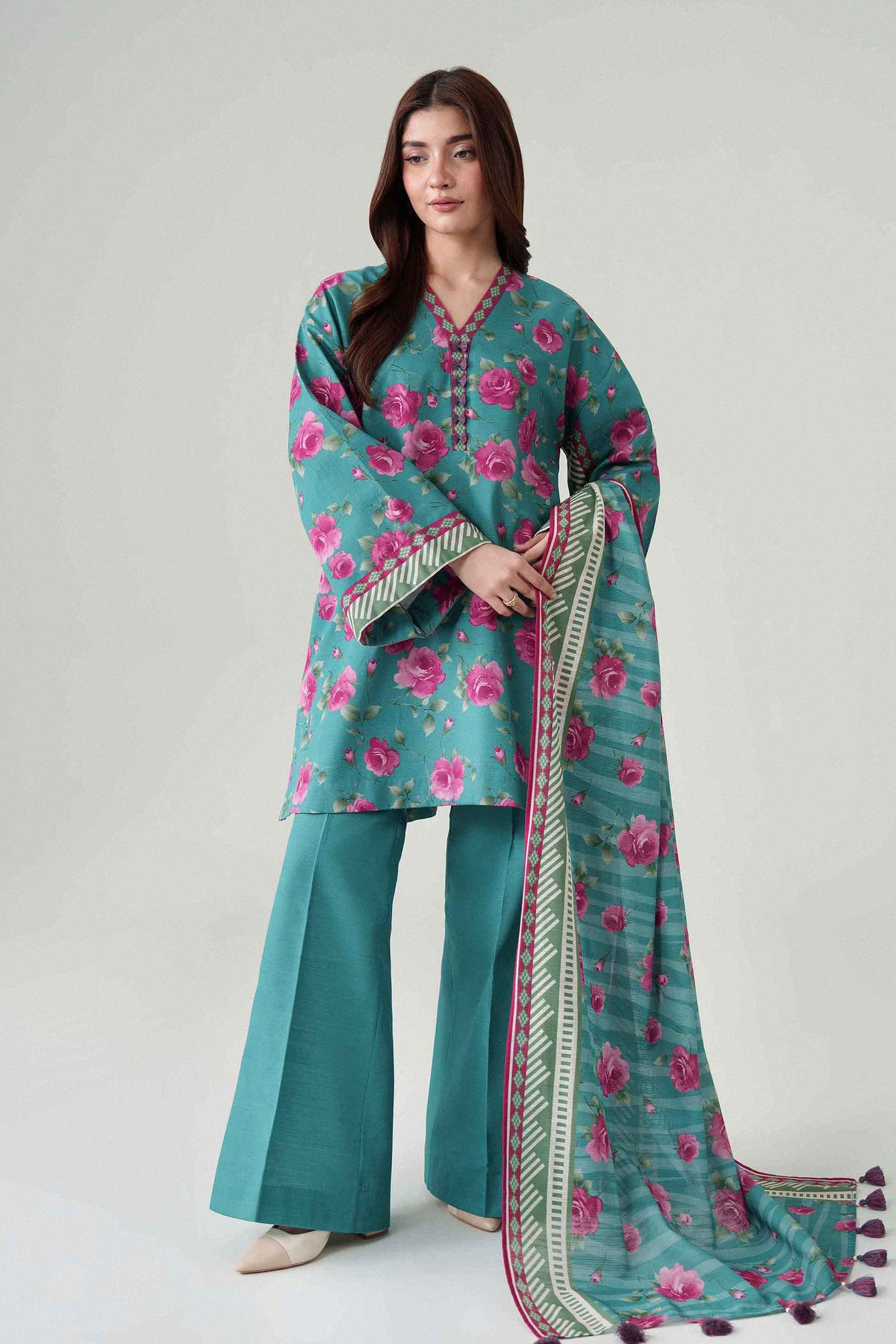 3 Piece - Dyed Printed Loose Fabric - 42604070