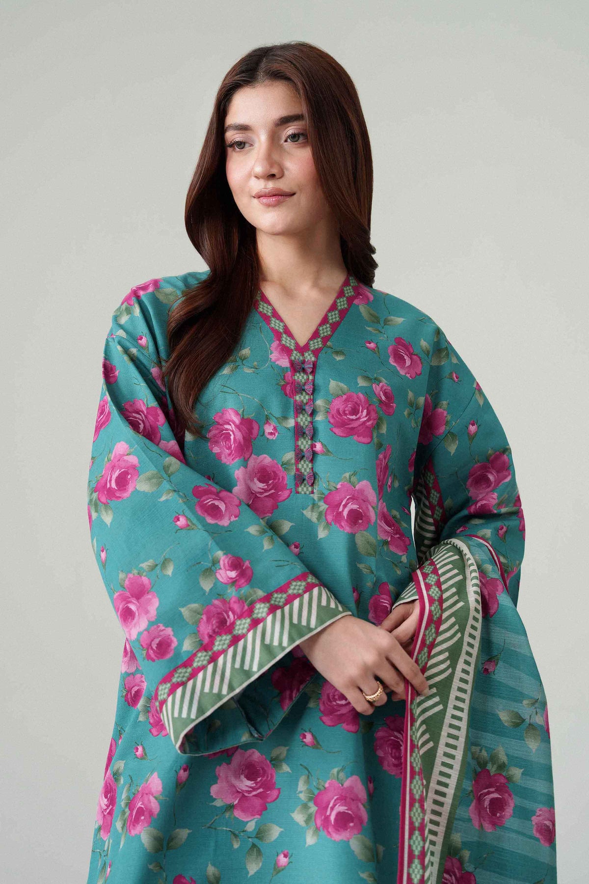 3 Piece - Dyed Printed Loose Fabric - 42604070