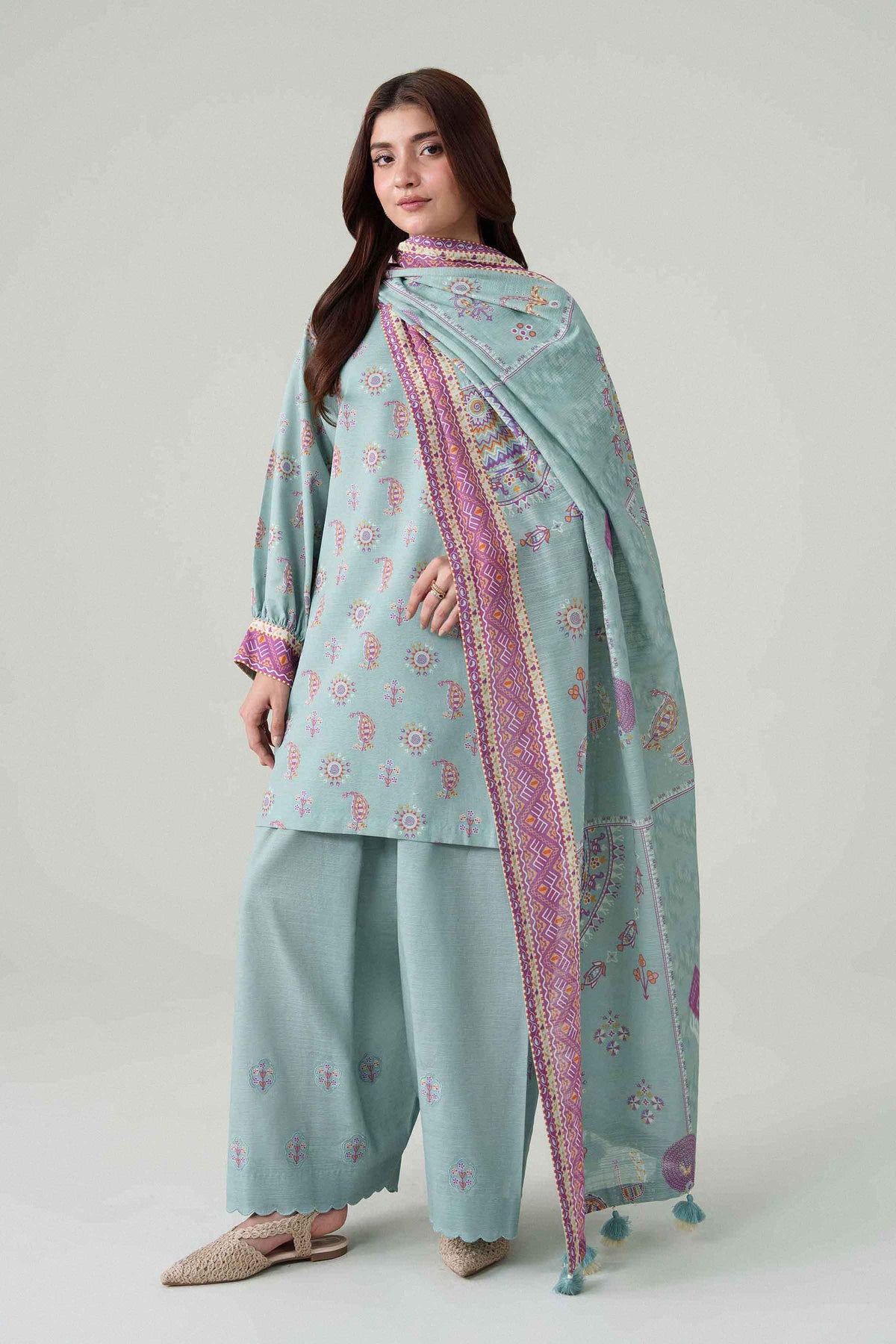3 Piece - Dyed Printed Loose Fabric - 42604072