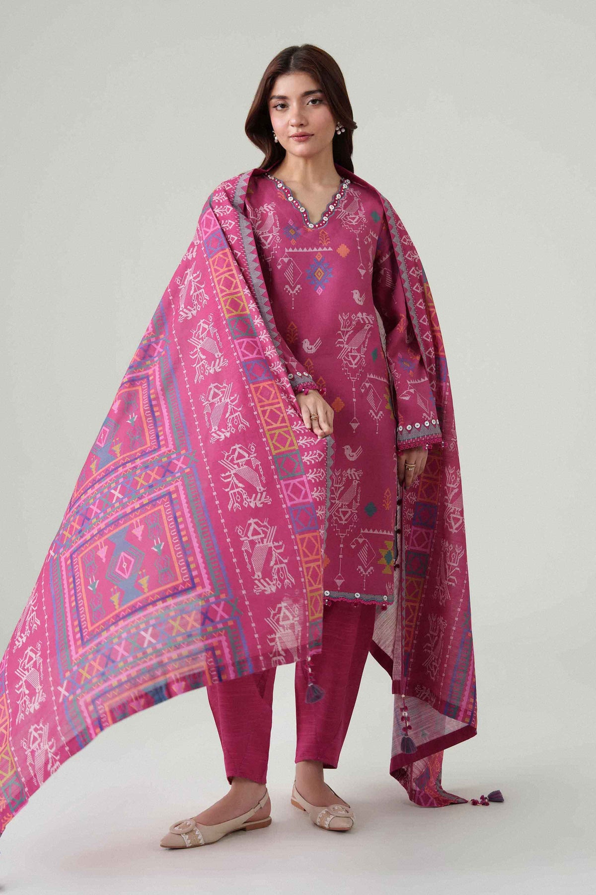 3 Piece - Dyed Printed Loose Fabric - 42604078