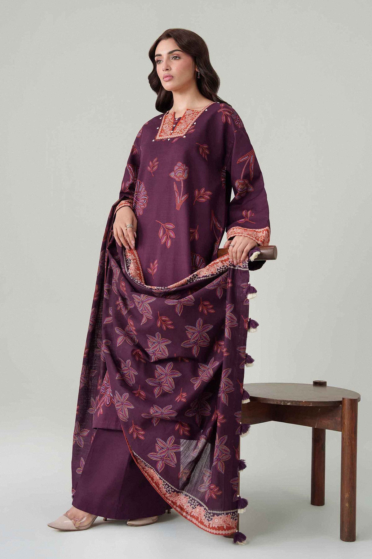 3 Piece - Dyed Printed Loose Fabric - 42604080