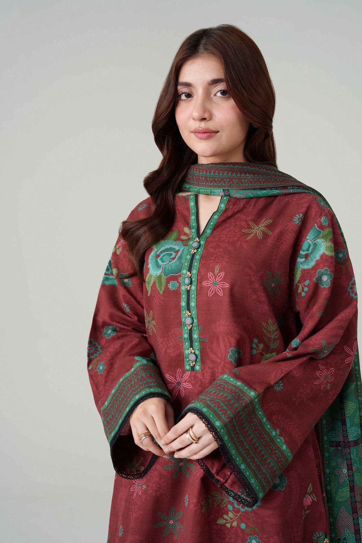 3 Piece - Dyed Printed Loose Fabric - 42604084