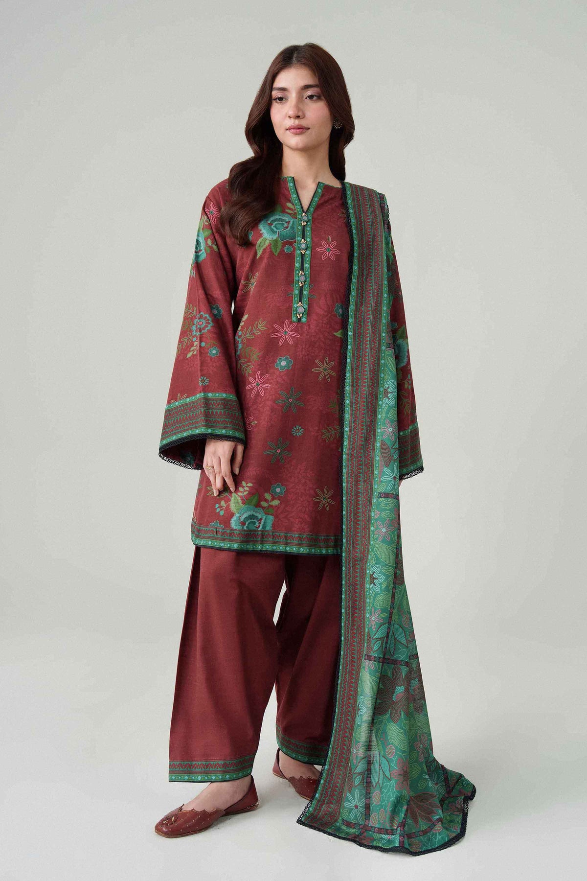 3 Piece - Dyed Printed Loose Fabric - 42604084