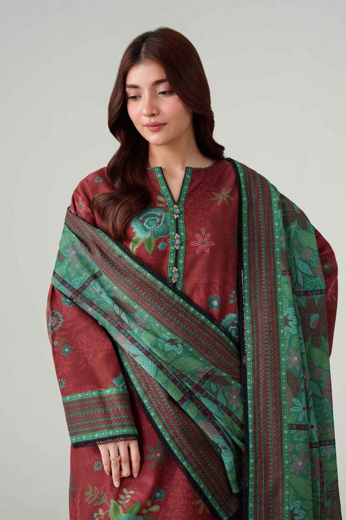 3 Piece - Dyed Printed Loose Fabric - 42604084