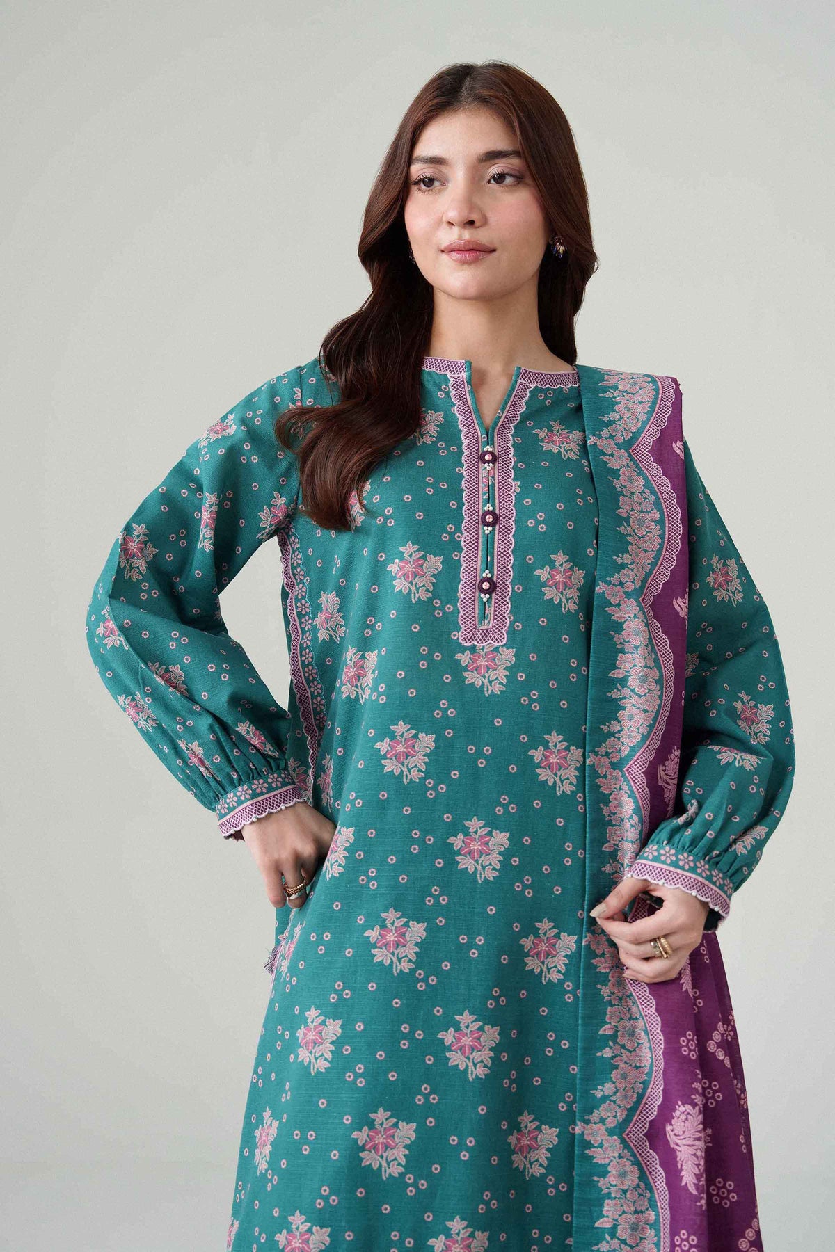 3 Piece - Dyed Printed Loose Fabric - 42604089