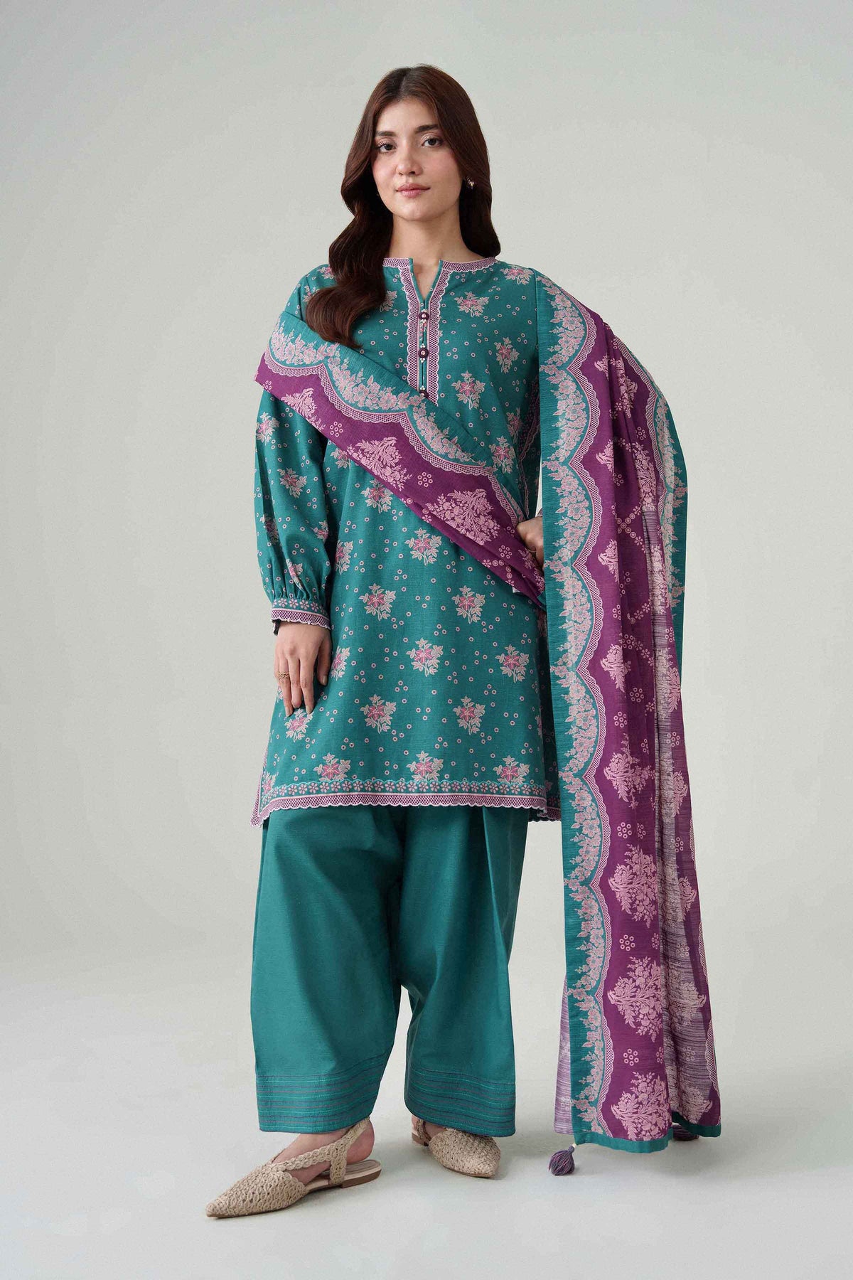 3 Piece - Dyed Printed Loose Fabric - 42604089