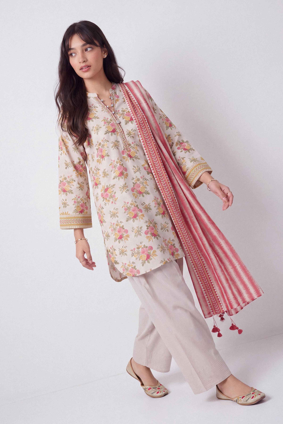 3 Piece - Dyed Printed Loose Fabric - 42604045