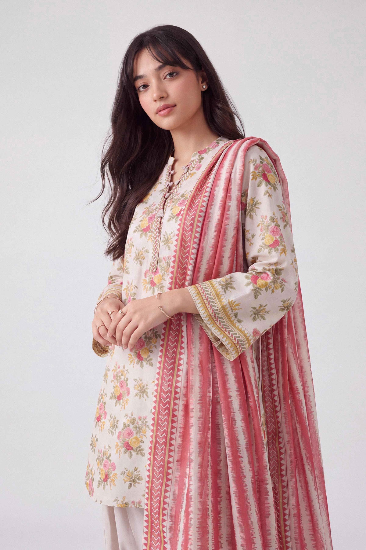 3 Piece - Dyed Printed Loose Fabric - 42604045