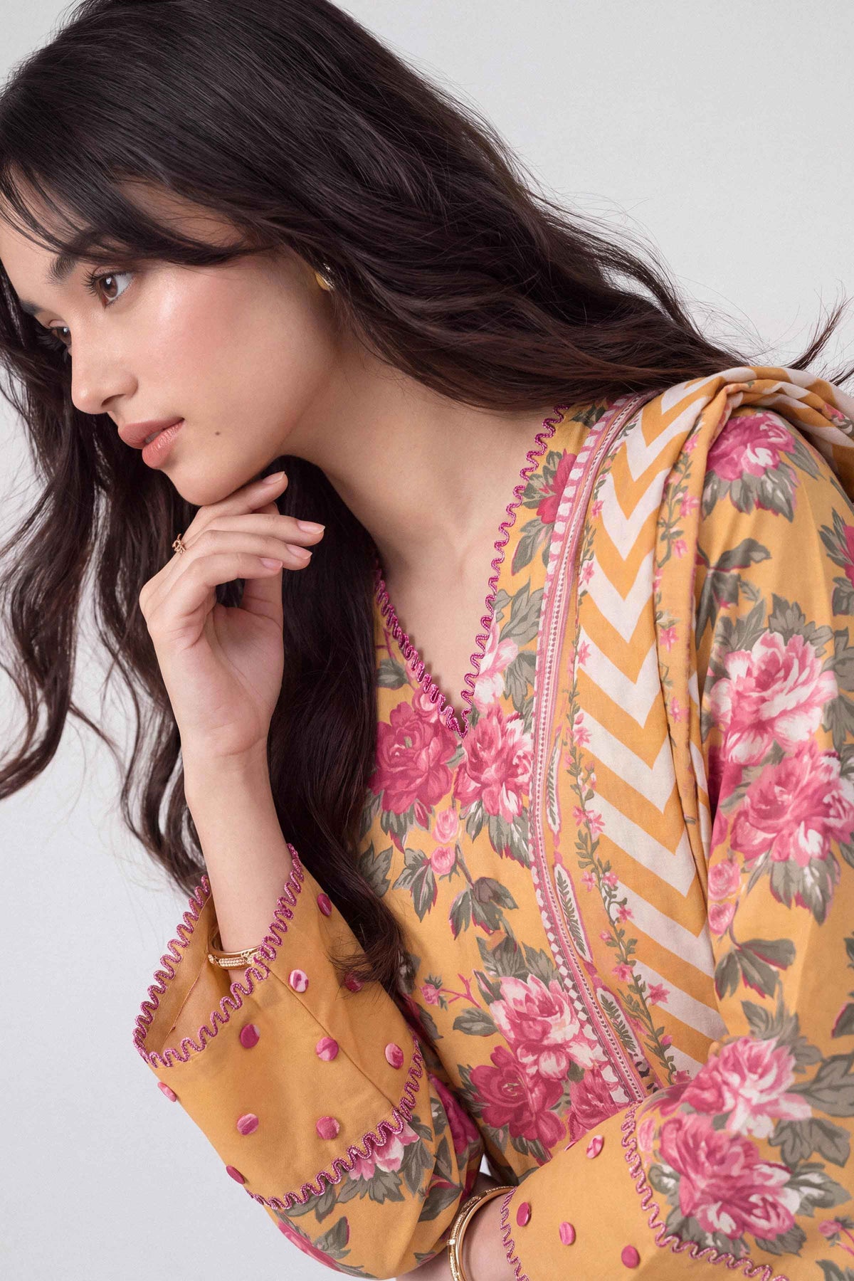 3 Piece - Dyed Printed Loose Fabric - 42604048