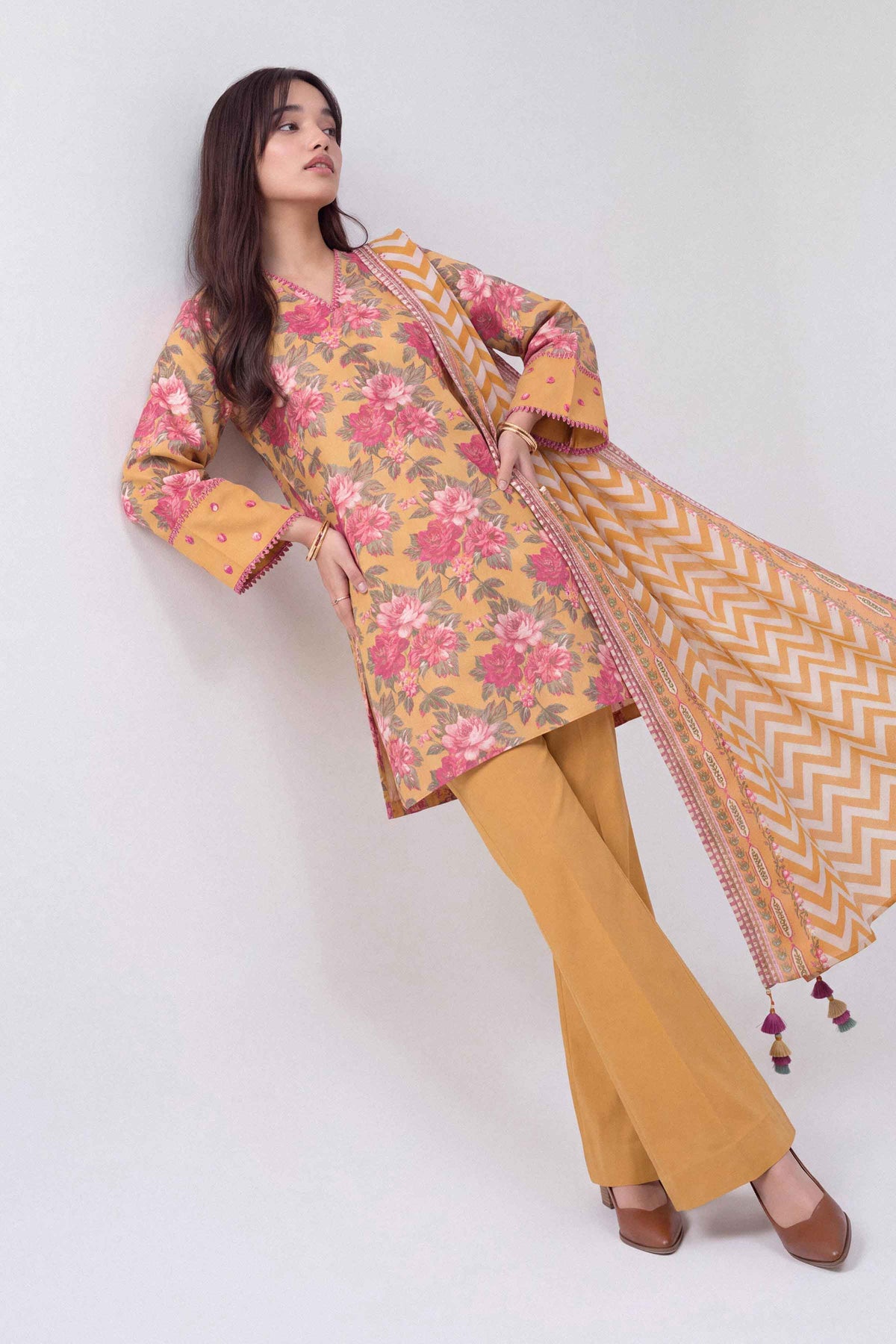 3 Piece - Dyed Printed Loose Fabric - 42604048