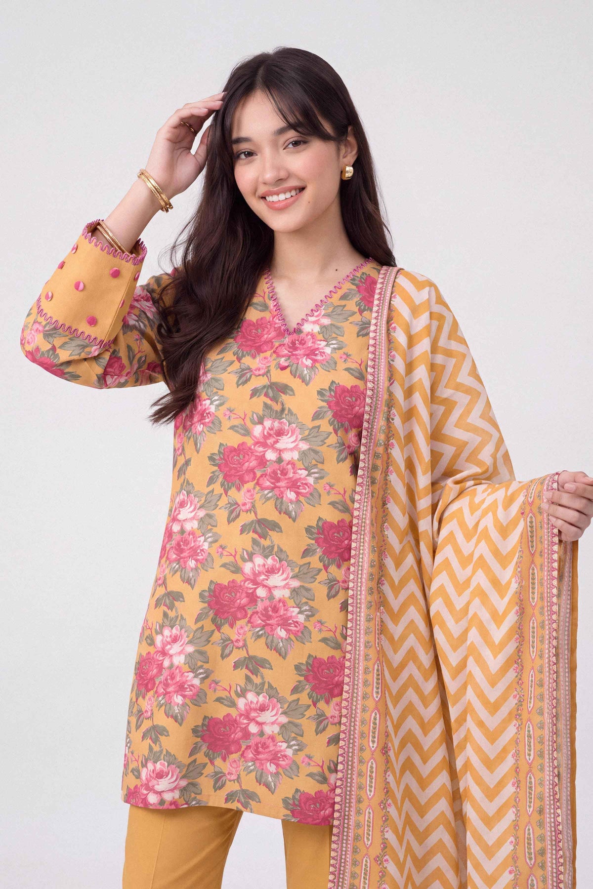 3 Piece - Dyed Printed Loose Fabric - 42604048