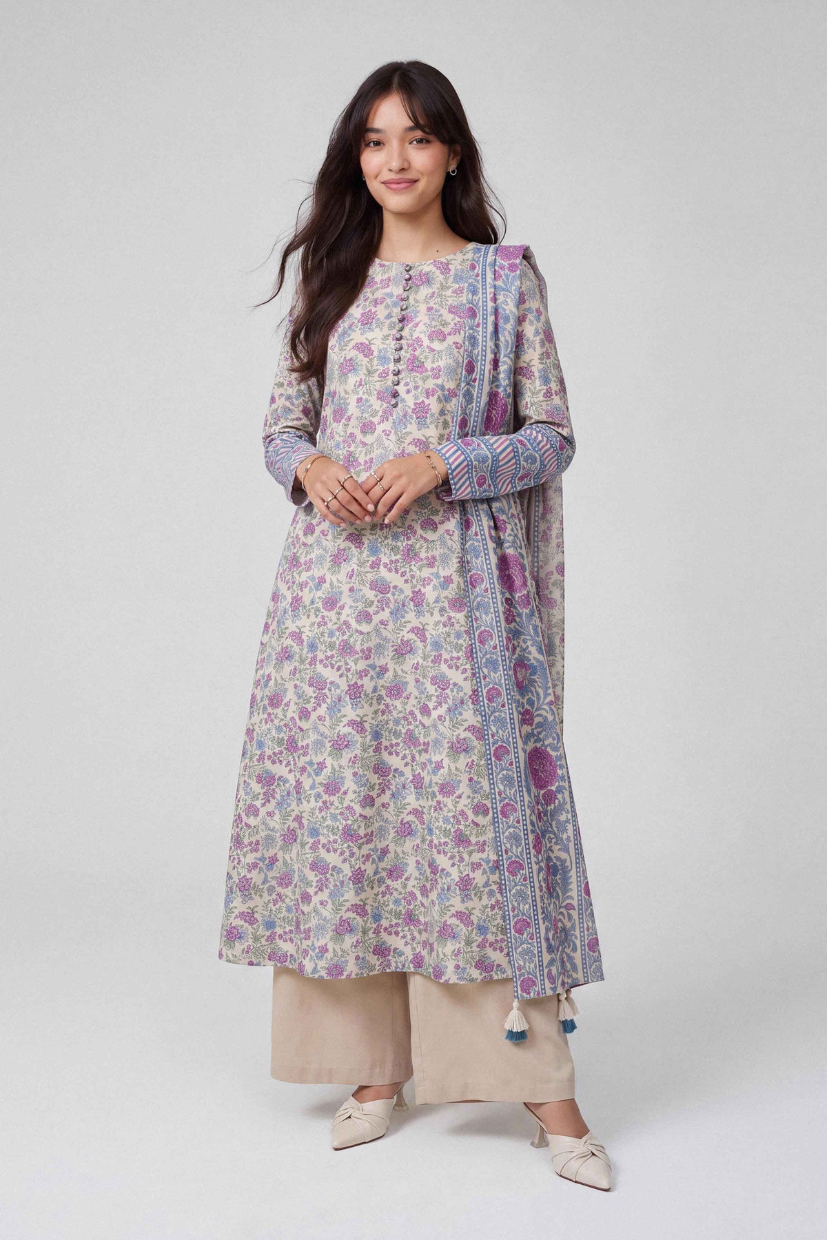 3 Piece - Dyed Printed Loose Fabric - 42604049